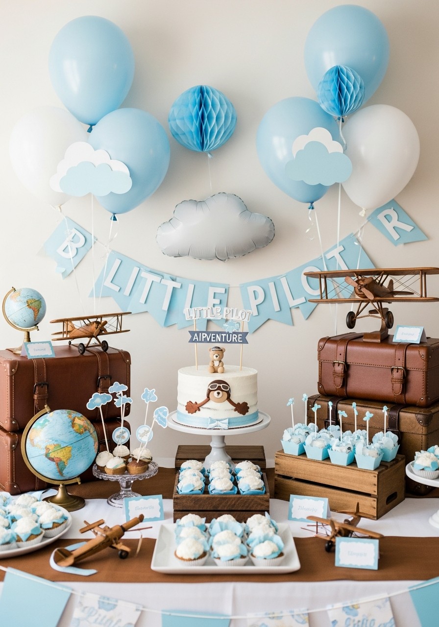 Little Pilot Airplane - 50 Unisex Baby Shower Themes