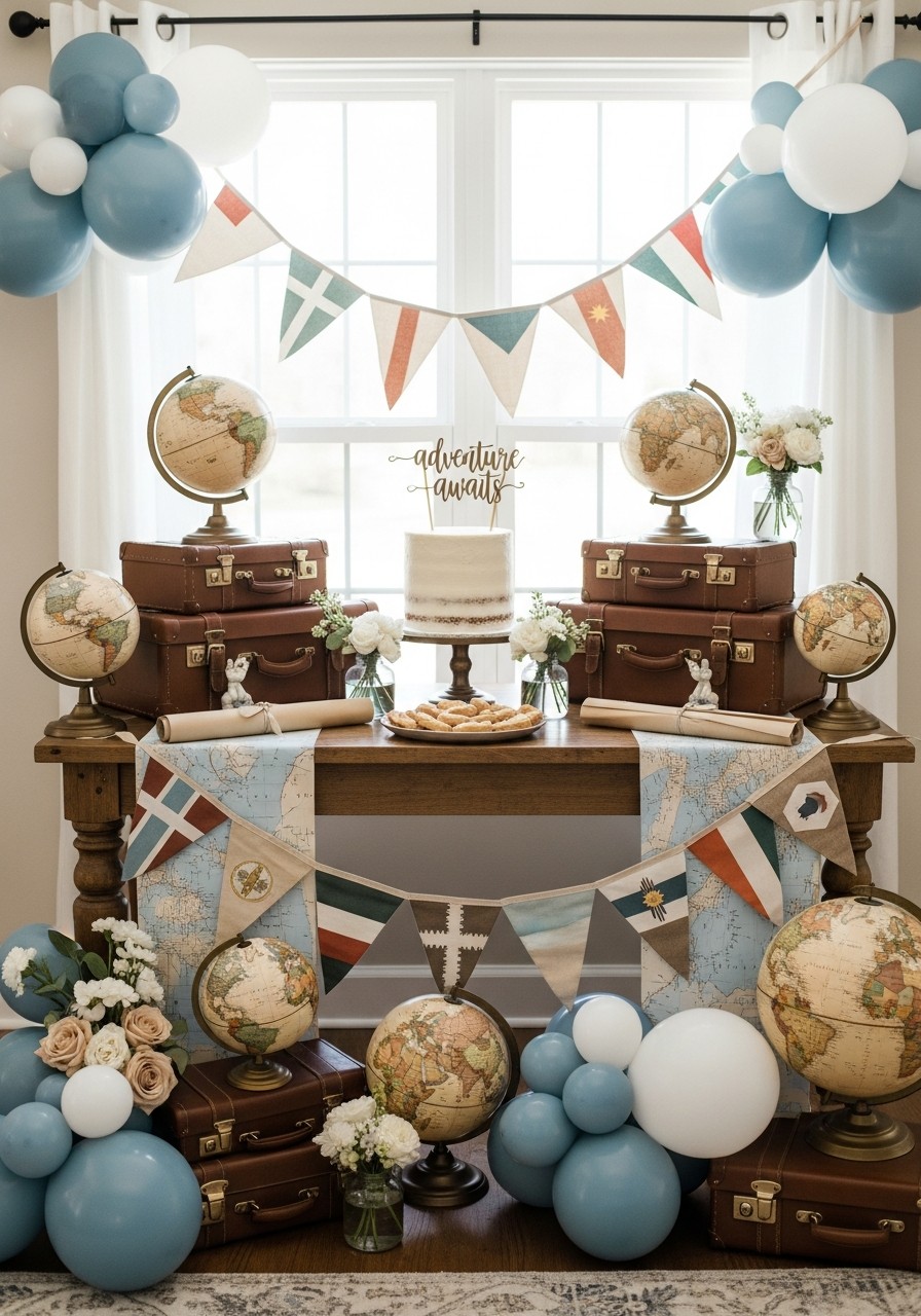 Hello World Travel Maps - 50 Unisex Baby Shower Themes
