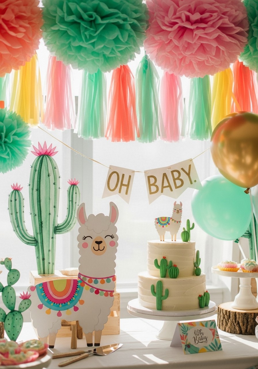 Little Llama Fiesta - 50 Unisex Baby Shower Themes