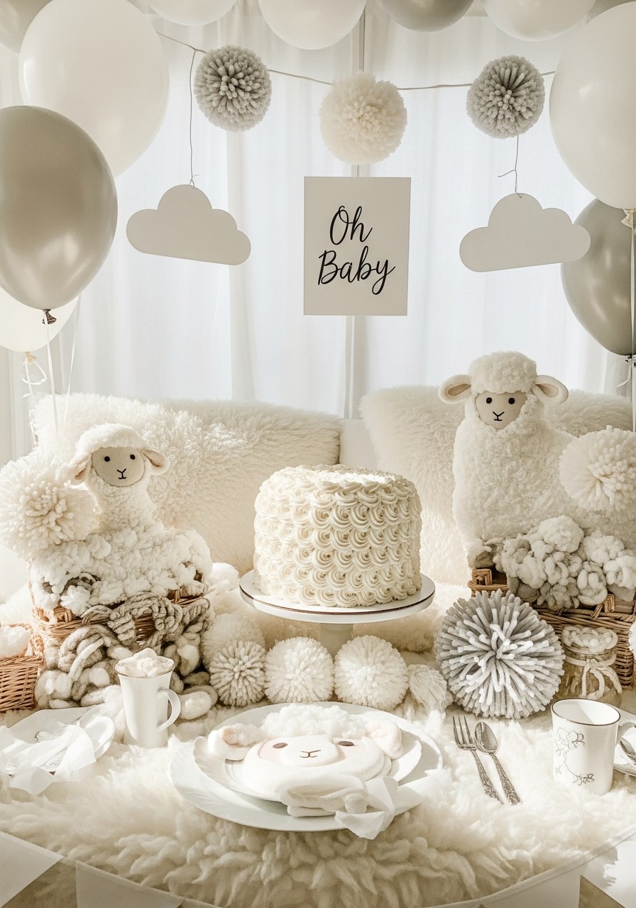 Little Lamb Sheep - 50 Unisex Baby Shower Themes