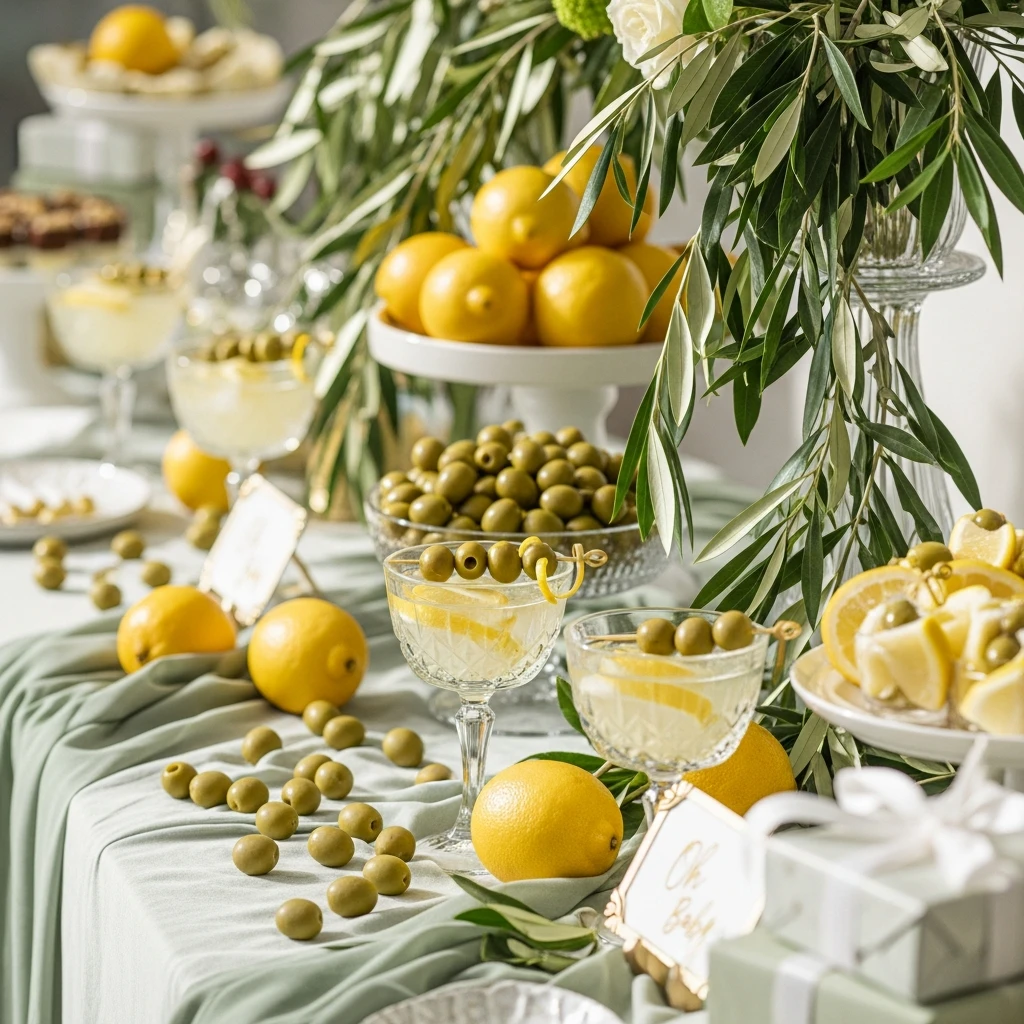 Olive and Lemon Mocktails - The Best 50 Baby Shower Themes for an Amazing Party