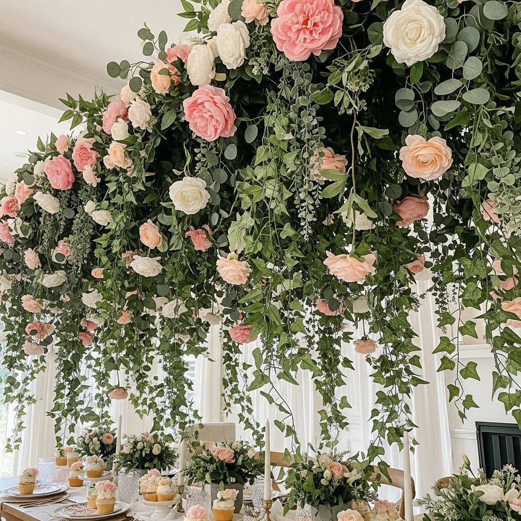Overhead Floral Garlands - 50 Best Baby in Bloom Baby Shower Theme Ideas for a Perfect Spring Party