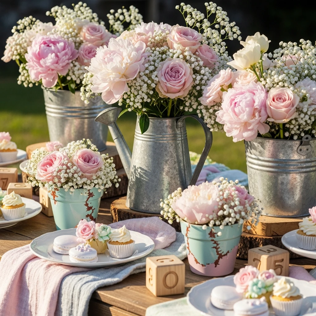 Charming Vintage Pots - 50 Best Baby in Bloom Baby Shower Theme Ideas for a Perfect Spring Party