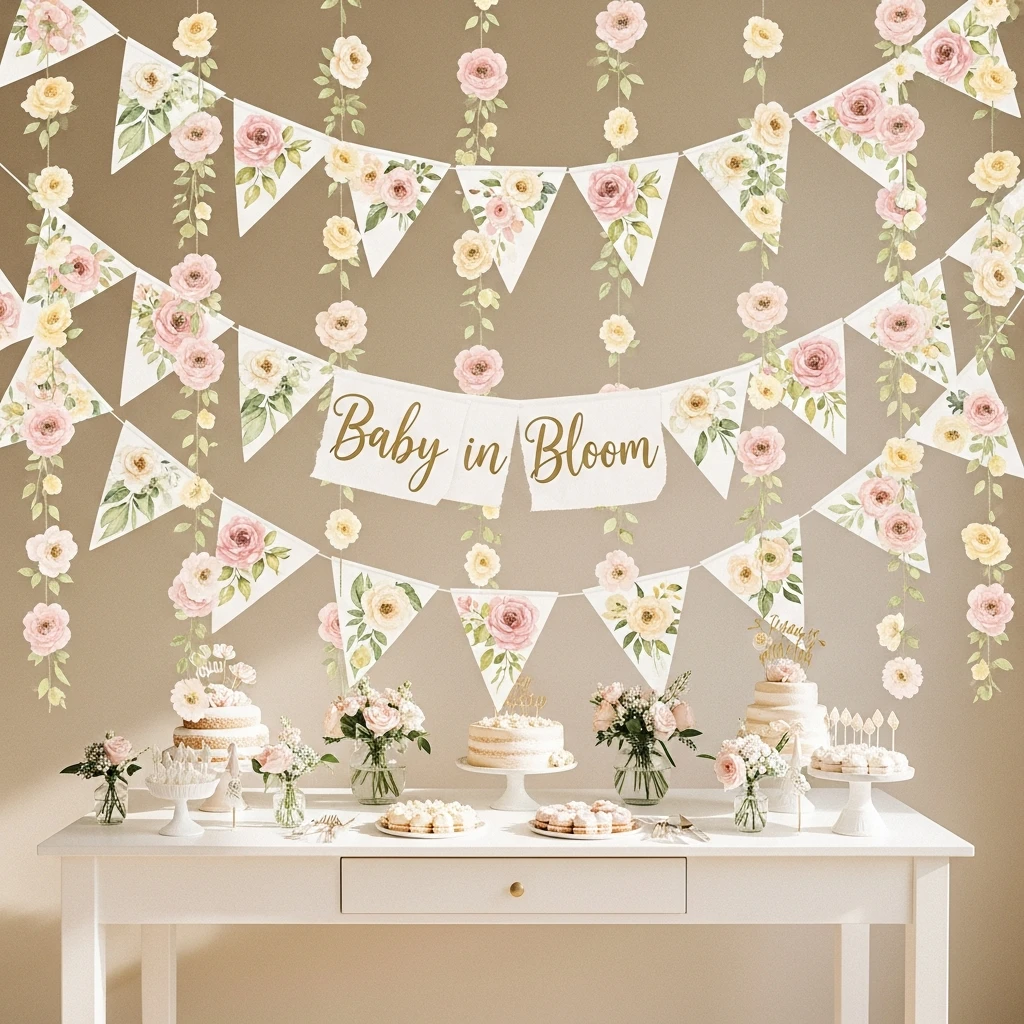Flower Banners and Flags - 50 Best Baby in Bloom Baby Shower Theme Ideas for a Perfect Spring Party