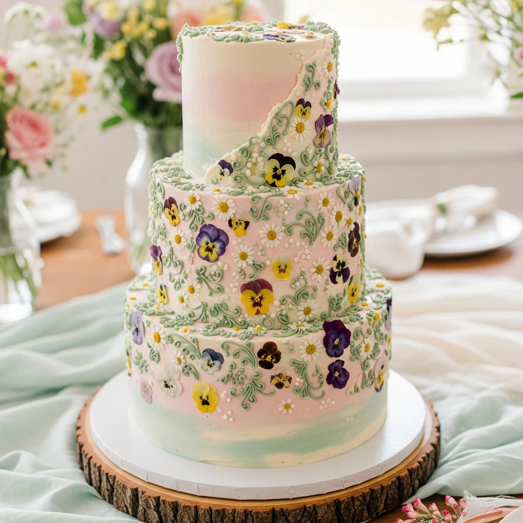Pressed Flower Cake - 50 Best Baby in Bloom Baby Shower Theme Ideas for a Perfect Spring Party