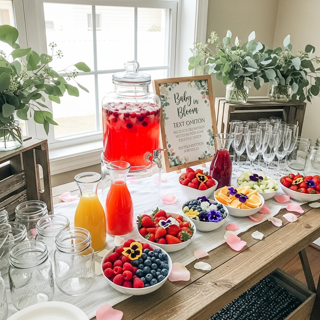 Floral Mocktail Station - 50 Best Baby in Bloom Baby Shower Theme Ideas for a Perfect Spring Party