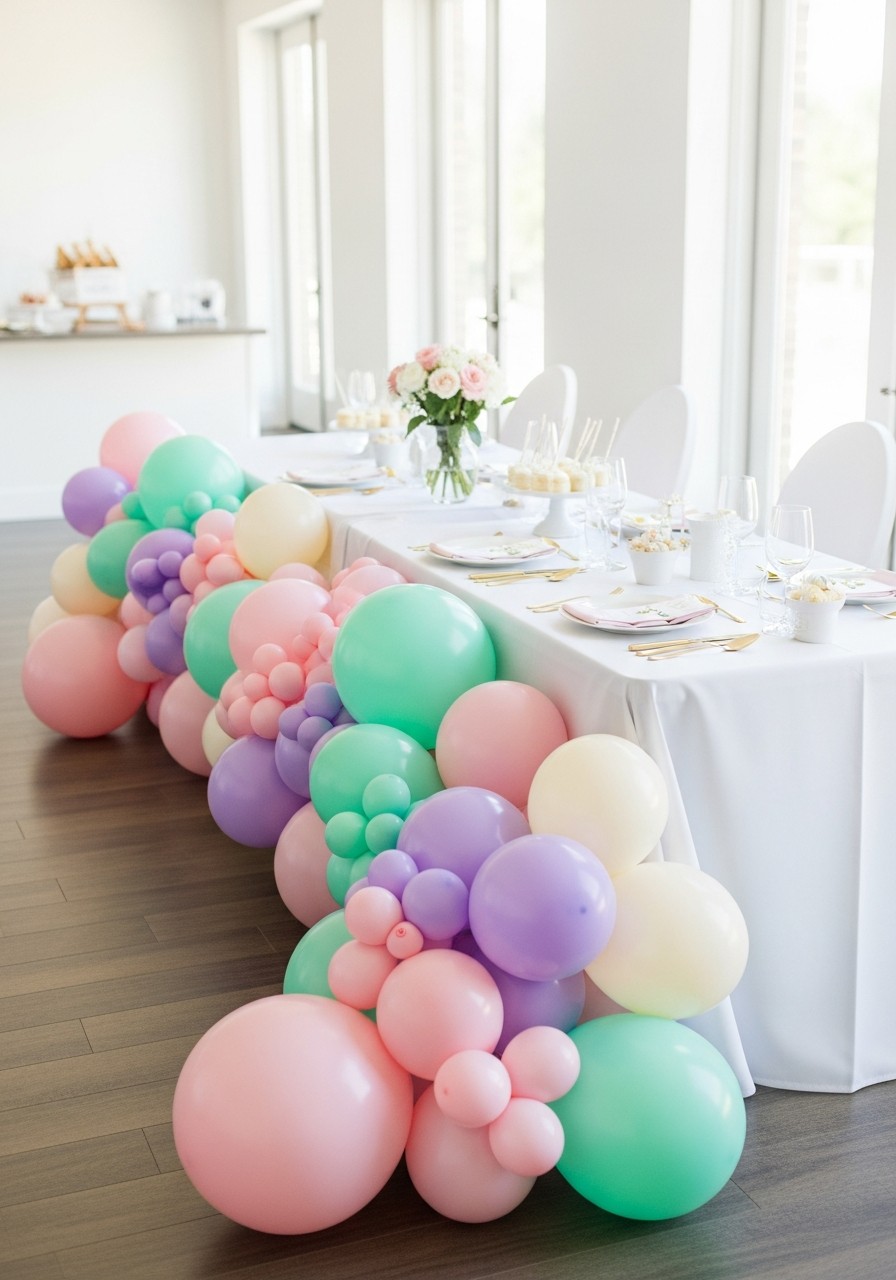 Pastel Balloon Table Runner - 50 Best Baby Shower Table Decoration Ideas