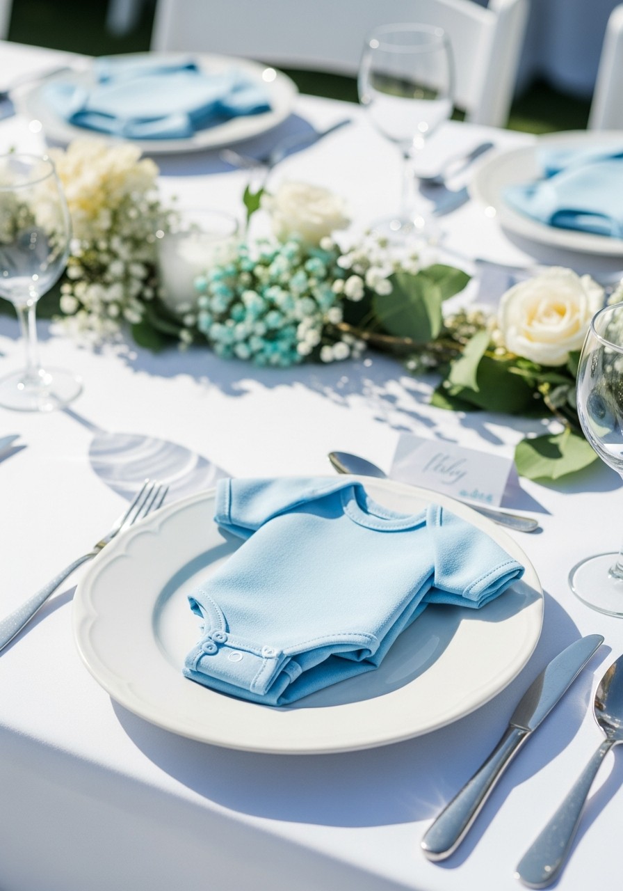 Onesie Napkin Folding - 50 Best Baby Shower Table Decoration Ideas