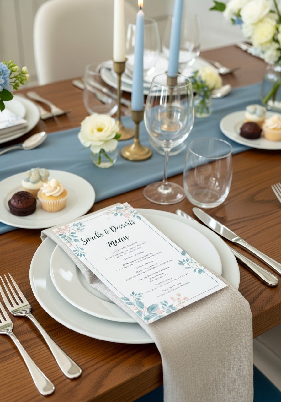 Individual Printed Menus - 50 Best Baby Shower Table Decoration Ideas