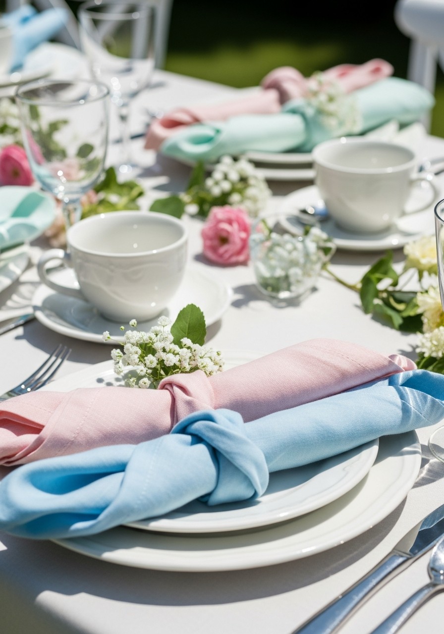 Pastel Linen Napkins - 50 Best Baby Shower Table Decoration Ideas