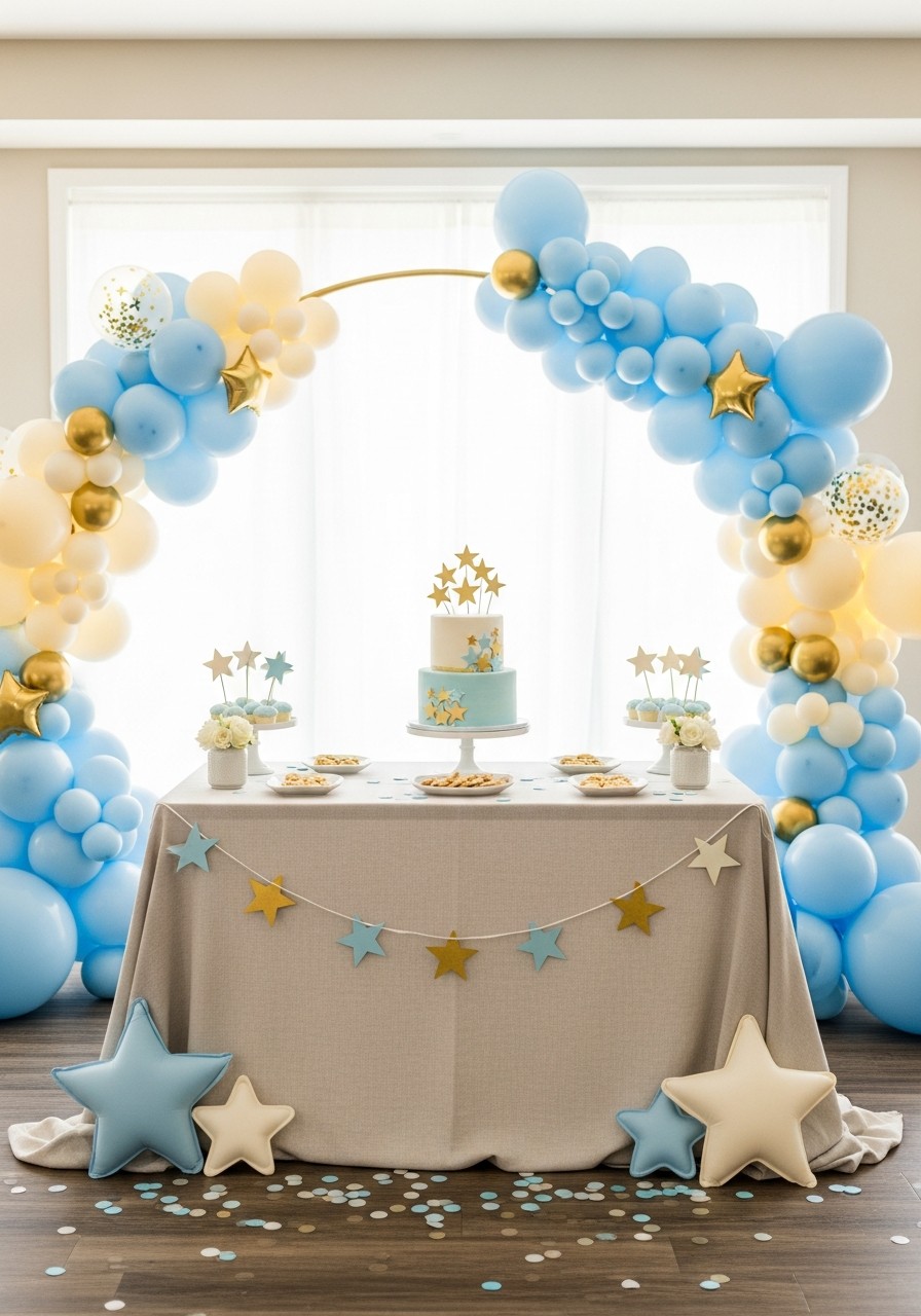 Coordinated Cake Table Decor - 50 Best Baby Shower Table Decoration Ideas