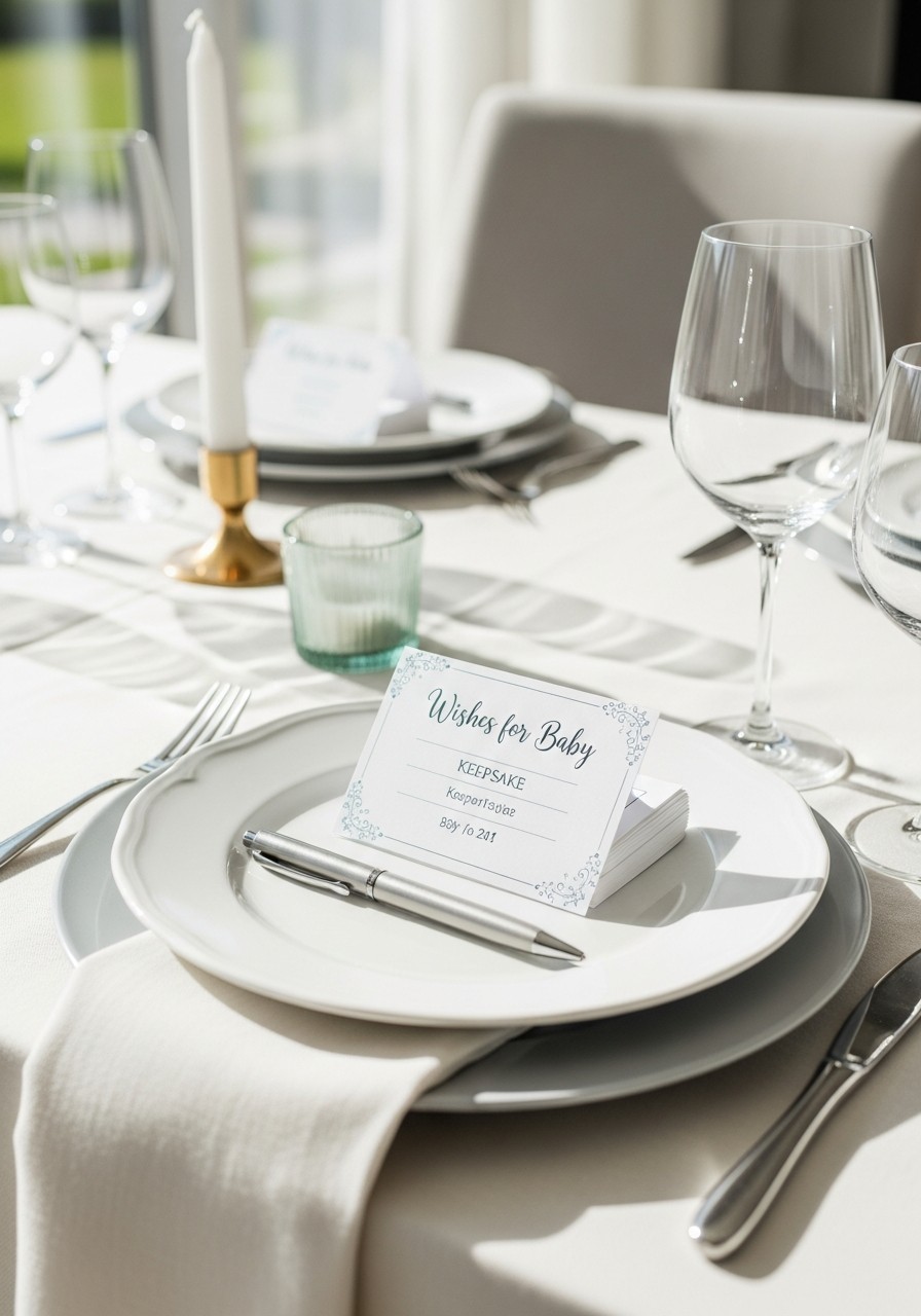 Baby Wish Cards at Each Seat - 50 Best Baby Shower Table Decoration Ideas