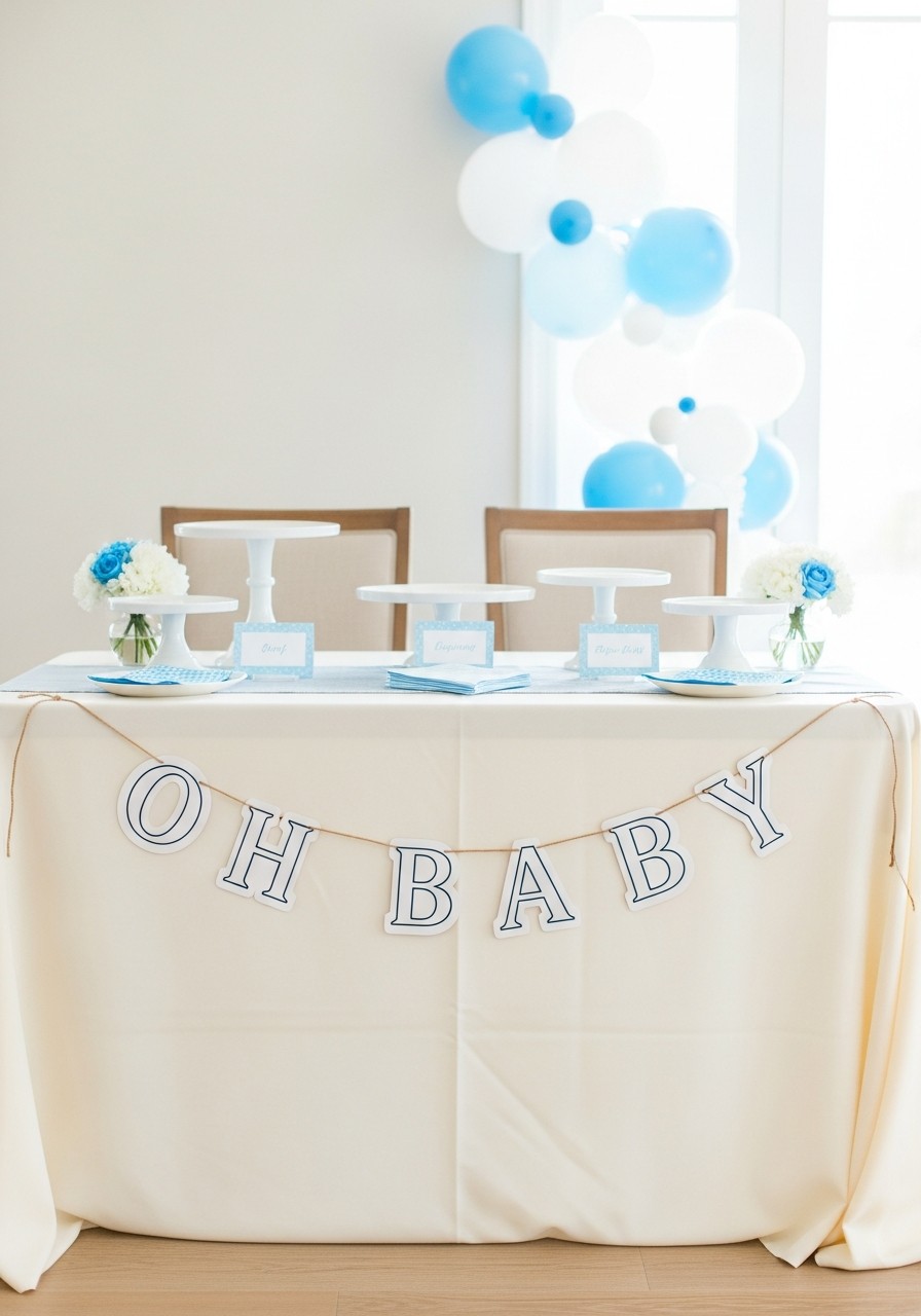 DIY Table Banner - 50 Best Baby Shower Table Decoration Ideas