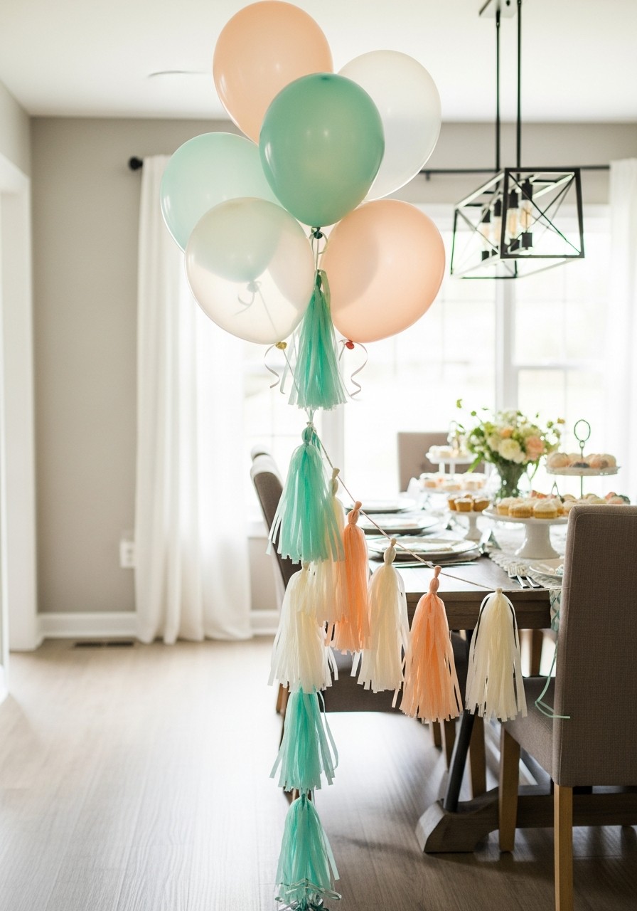 Balloon Tassel Accents - 50 Best Baby Shower Table Decoration Ideas