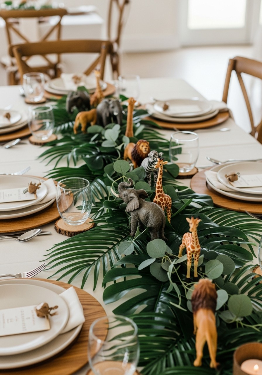 Jungle Safari Greenery - 50 Best Baby Shower Table Decoration Ideas