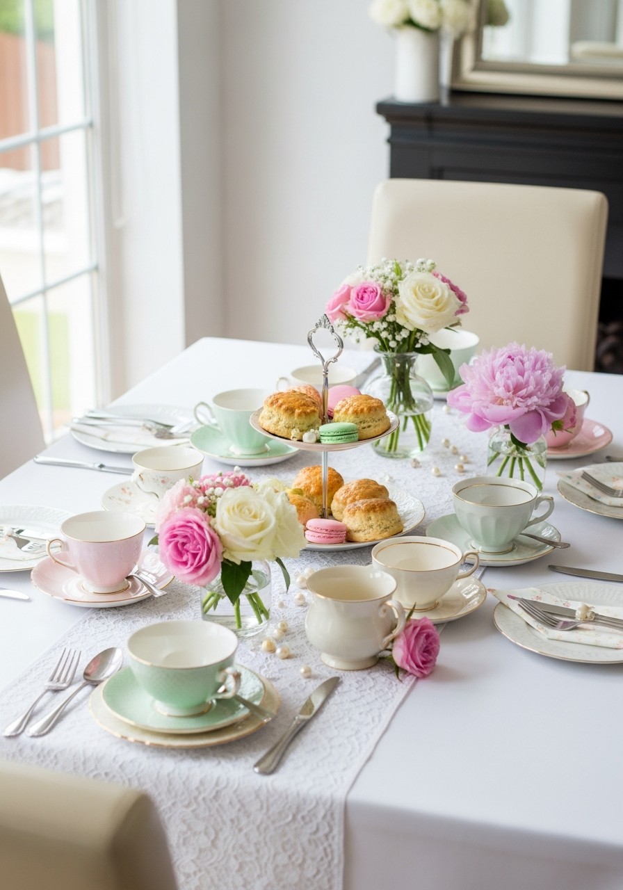 Tea Party Style Table - 50 Best Baby Shower Table Decoration Ideas