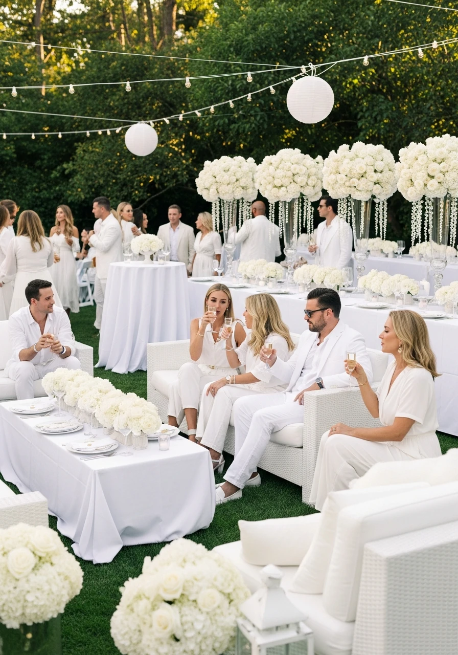 All-White Backyard Party - 50 Best Backyard Bridal Shower Ideas for a Perfect Party