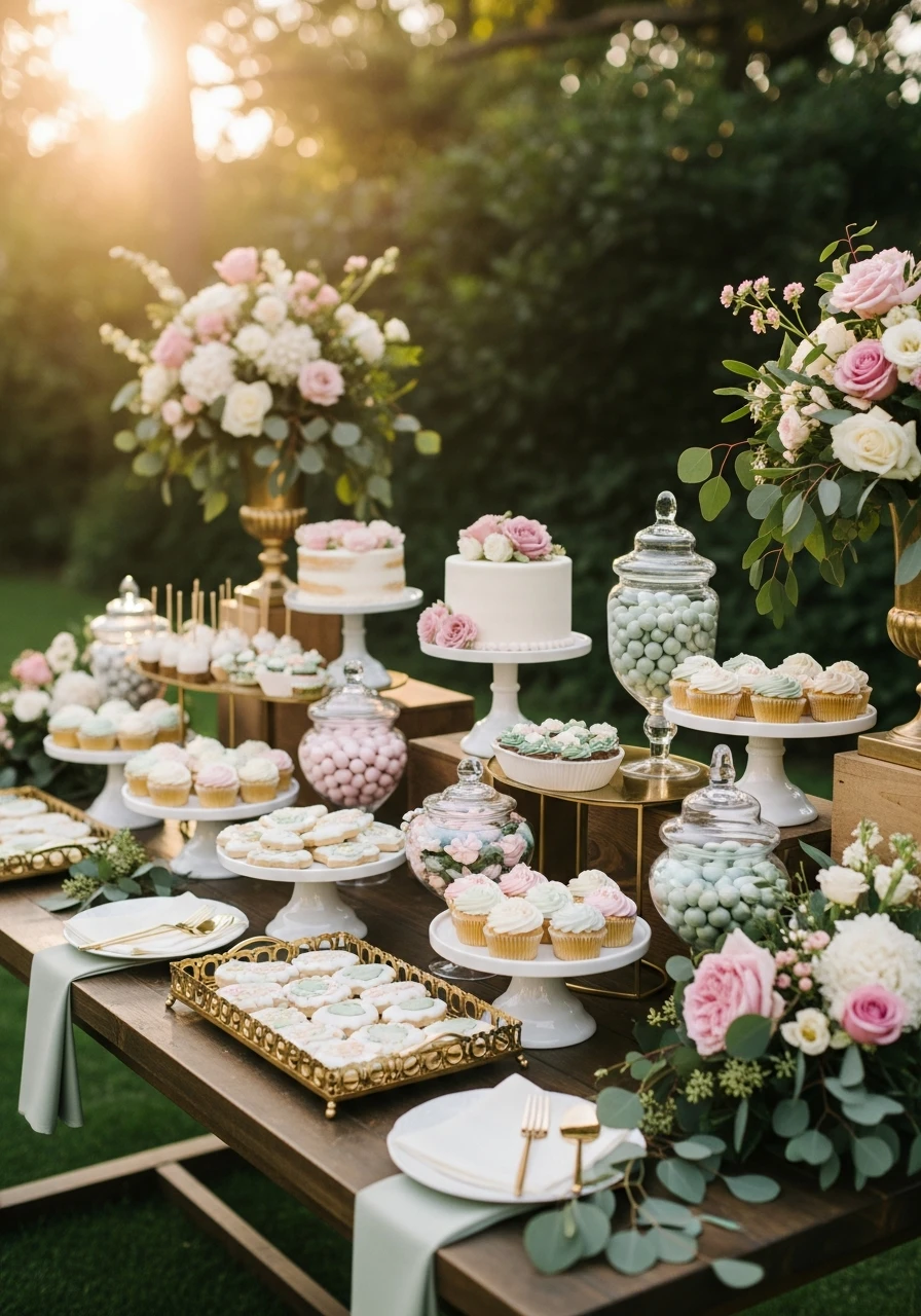 Dessert Table Display - 50 Best Backyard Bridal Shower Ideas for a Perfect Party
