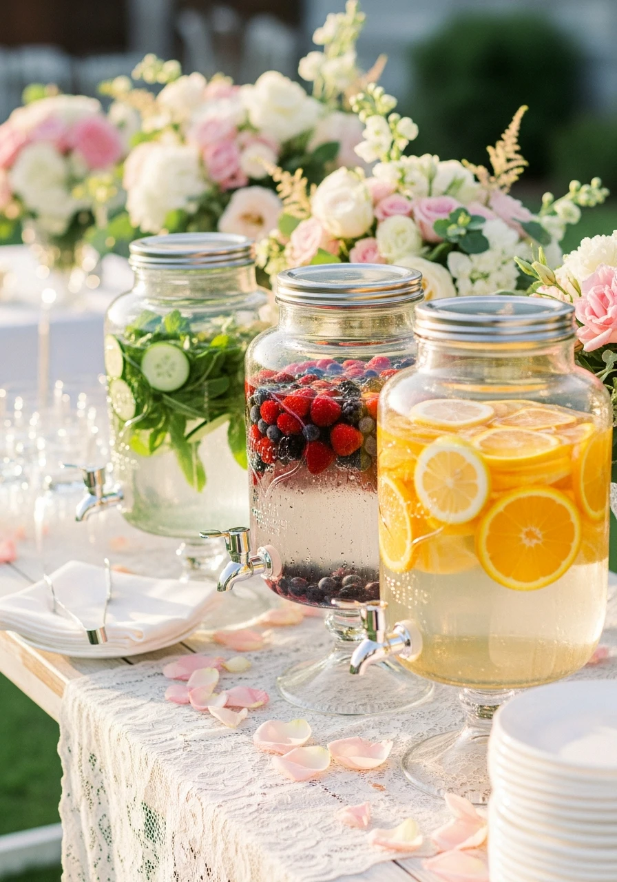 Herb-Infused Water Station - 50 Best Backyard Bridal Shower Ideas for a Perfect Party