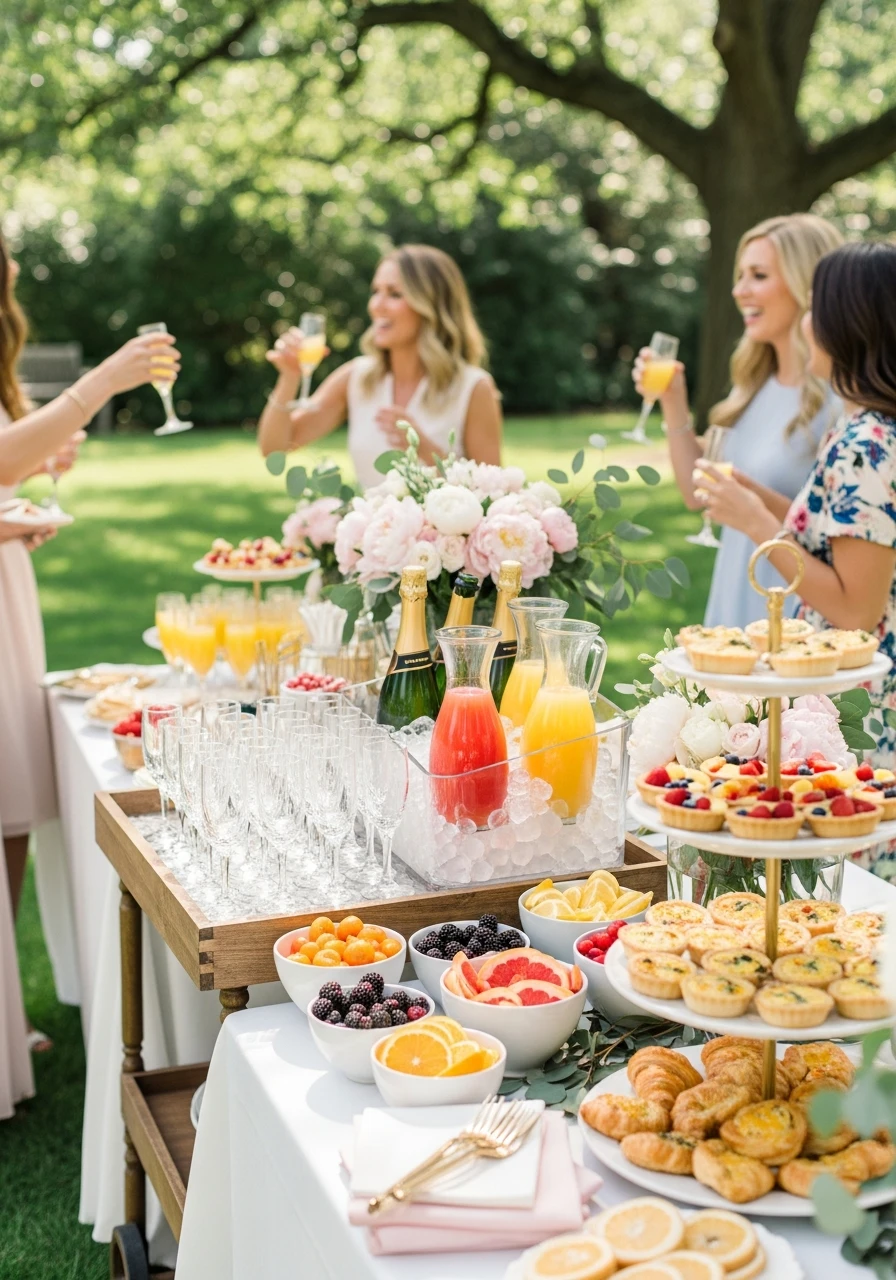 Brunch and Bubbly Bar - 50 Best Backyard Bridal Shower Ideas for a Perfect Party