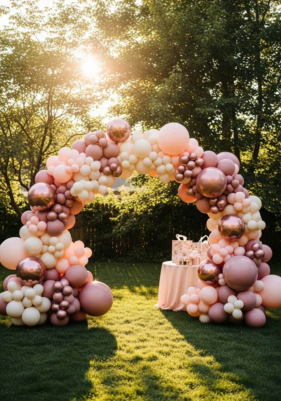 Balloon Arch Entrance - 50 Best Backyard Bridal Shower Ideas for a Perfect Party