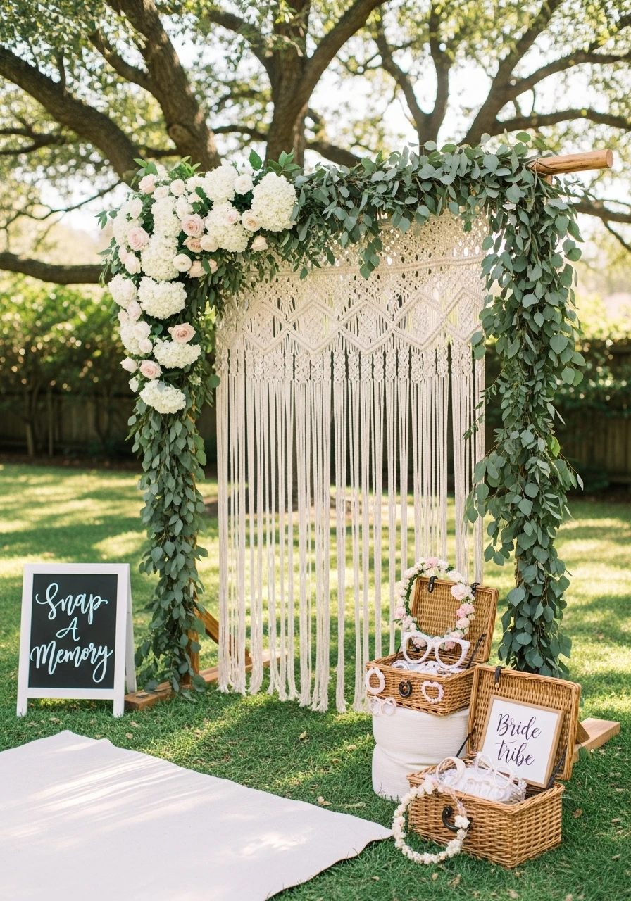 Outdoor Photo Booth Area - 50 Best Backyard Bridal Shower Ideas for a Perfect Party