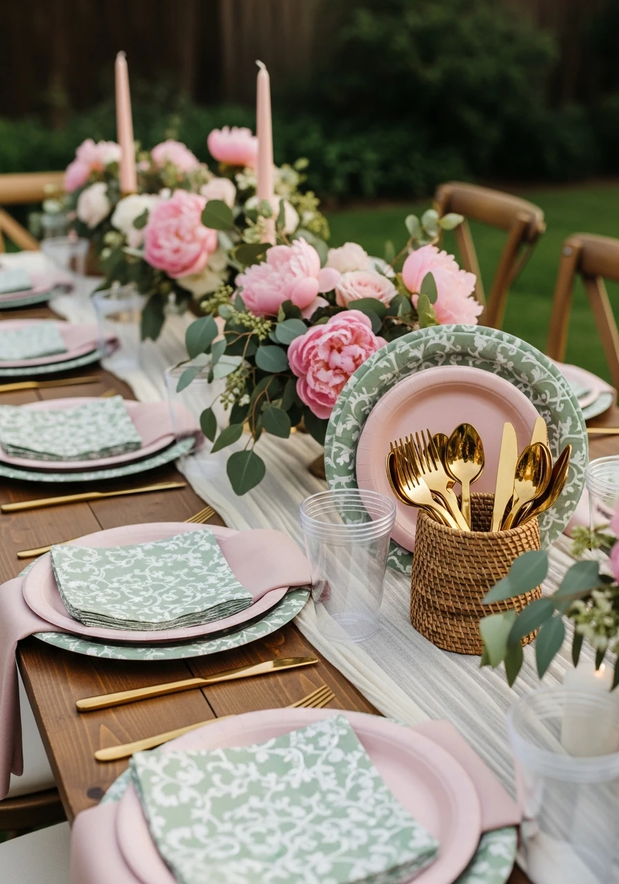 Matching Tableware Theme - 50 Best Backyard Bridal Shower Ideas for a Perfect Party