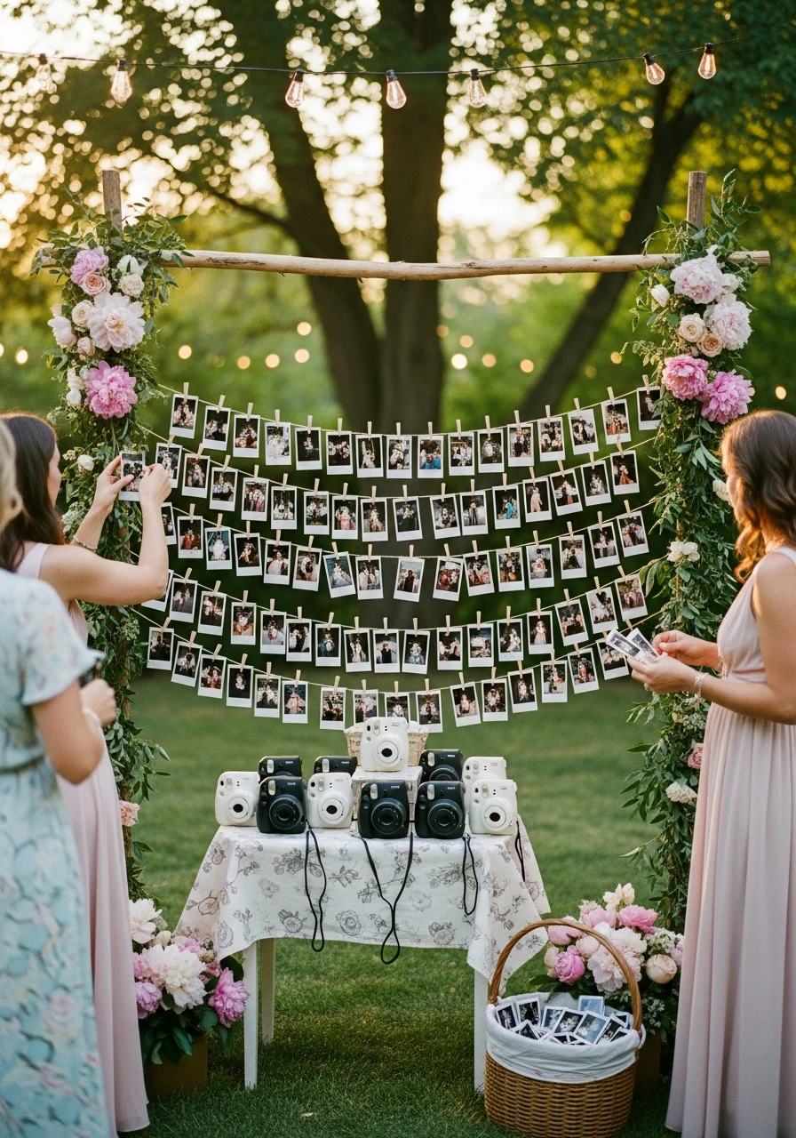 Polaroid Memory Display - 50 Best Backyard Bridal Shower Ideas for a Perfect Party