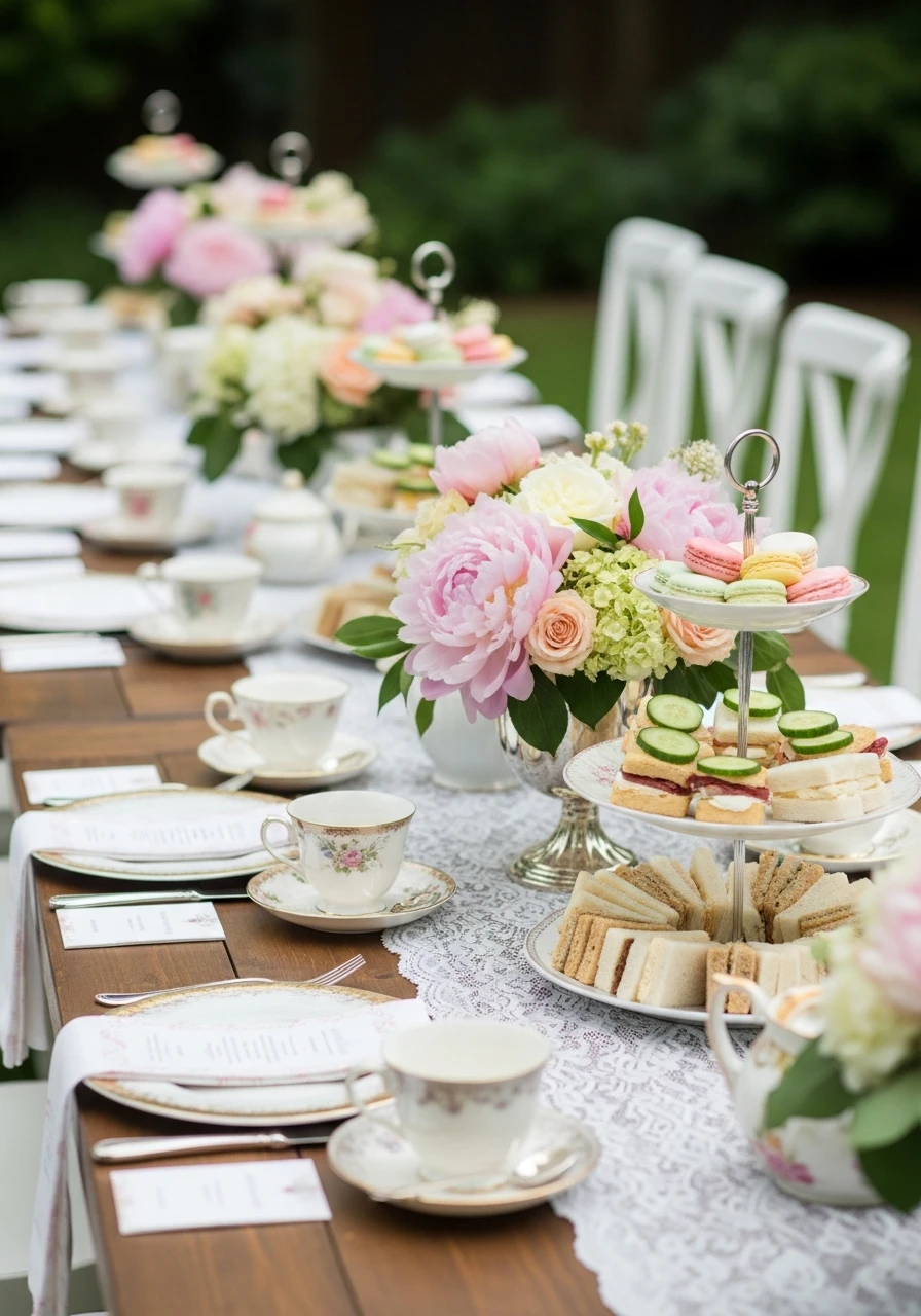 Vintage Tea Party Outdoors - 50 Best Backyard Bridal Shower Ideas for a Perfect Party