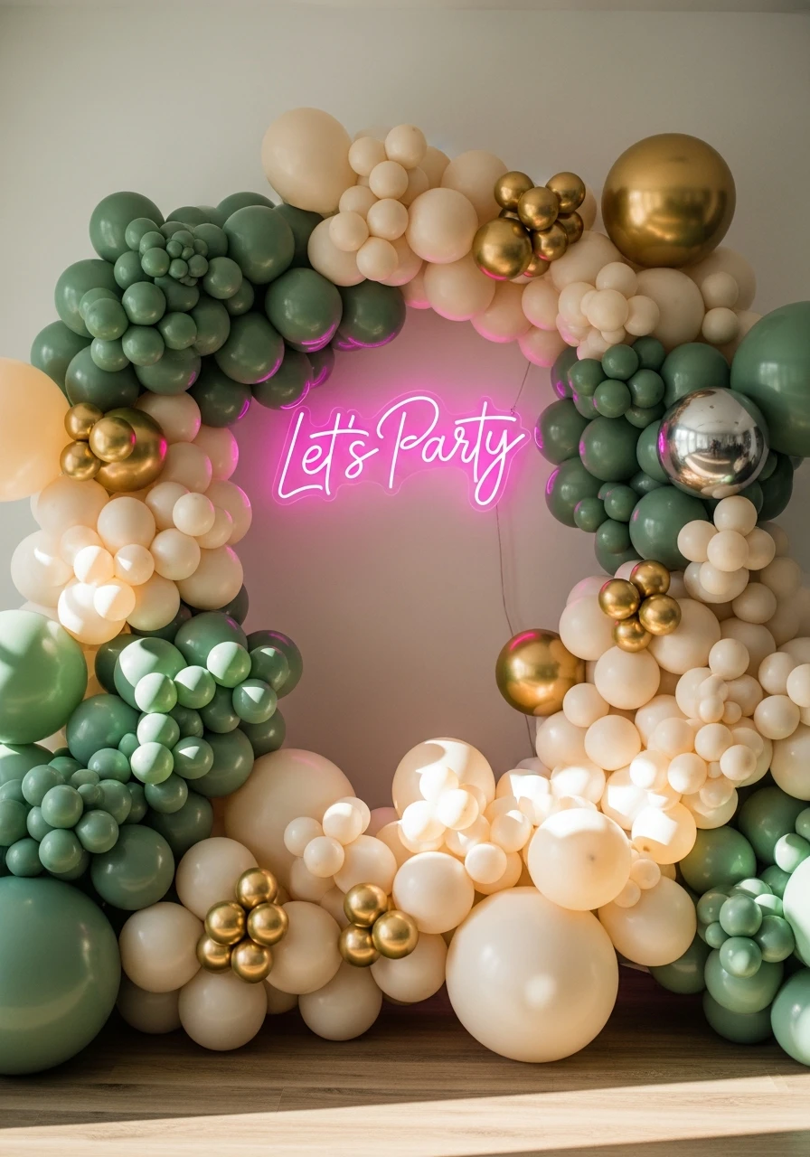 Neon Sign Focal Point - 50 Amazing Balloon Backdrop Ideas for Your Next Party