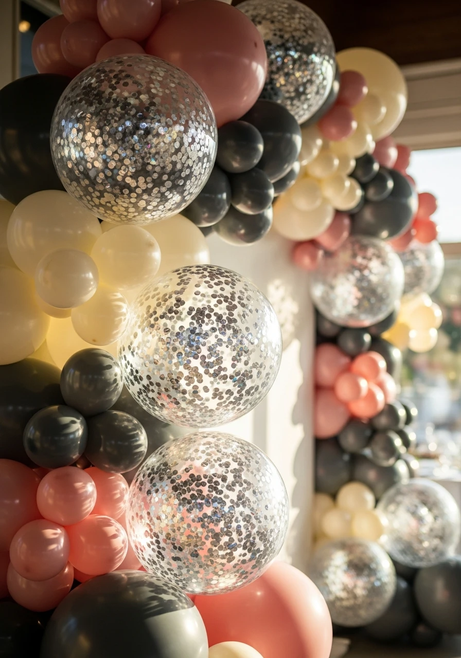Confetti Balloon Detail - 50 Amazing Balloon Backdrop Ideas for Your Next Party
