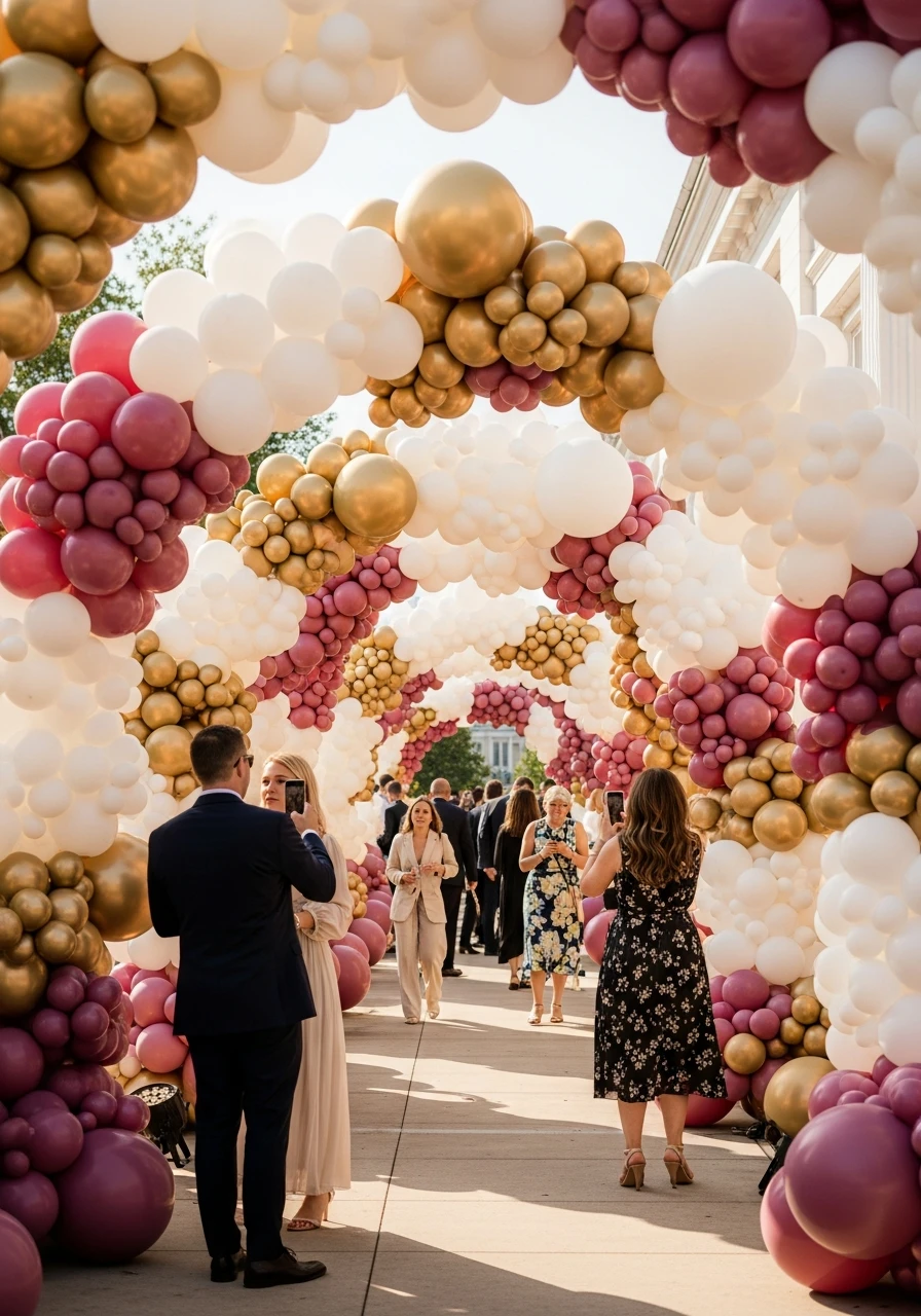 Walk-Through Balloon Tunnel - 50 Amazing Balloon Backdrop Ideas for Your Next Party