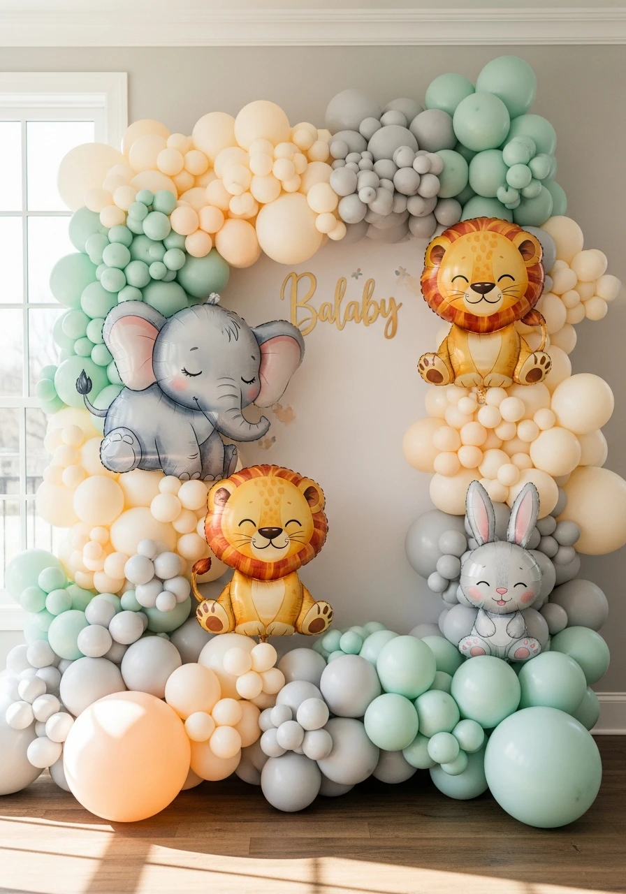 Baby Animal Cutouts - 50 Amazing Balloon Backdrop Ideas for Your Next Party