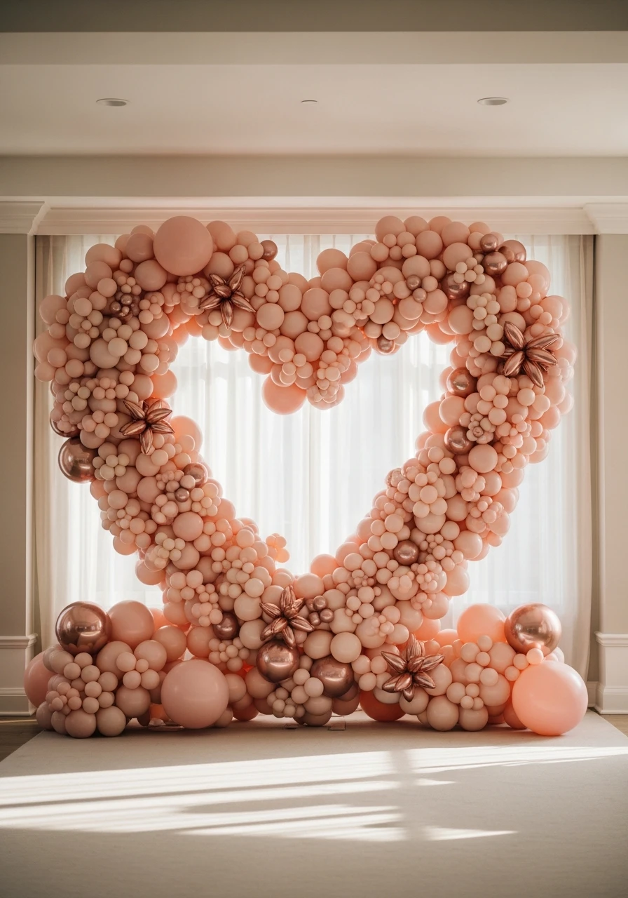 Romantic Heart Shape - 50 Amazing Balloon Backdrop Ideas for Your Next Party