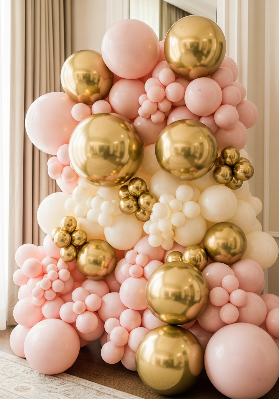 Blush and Gold Romance - 50 Amazing Balloon Backdrop Ideas for Your Next Party