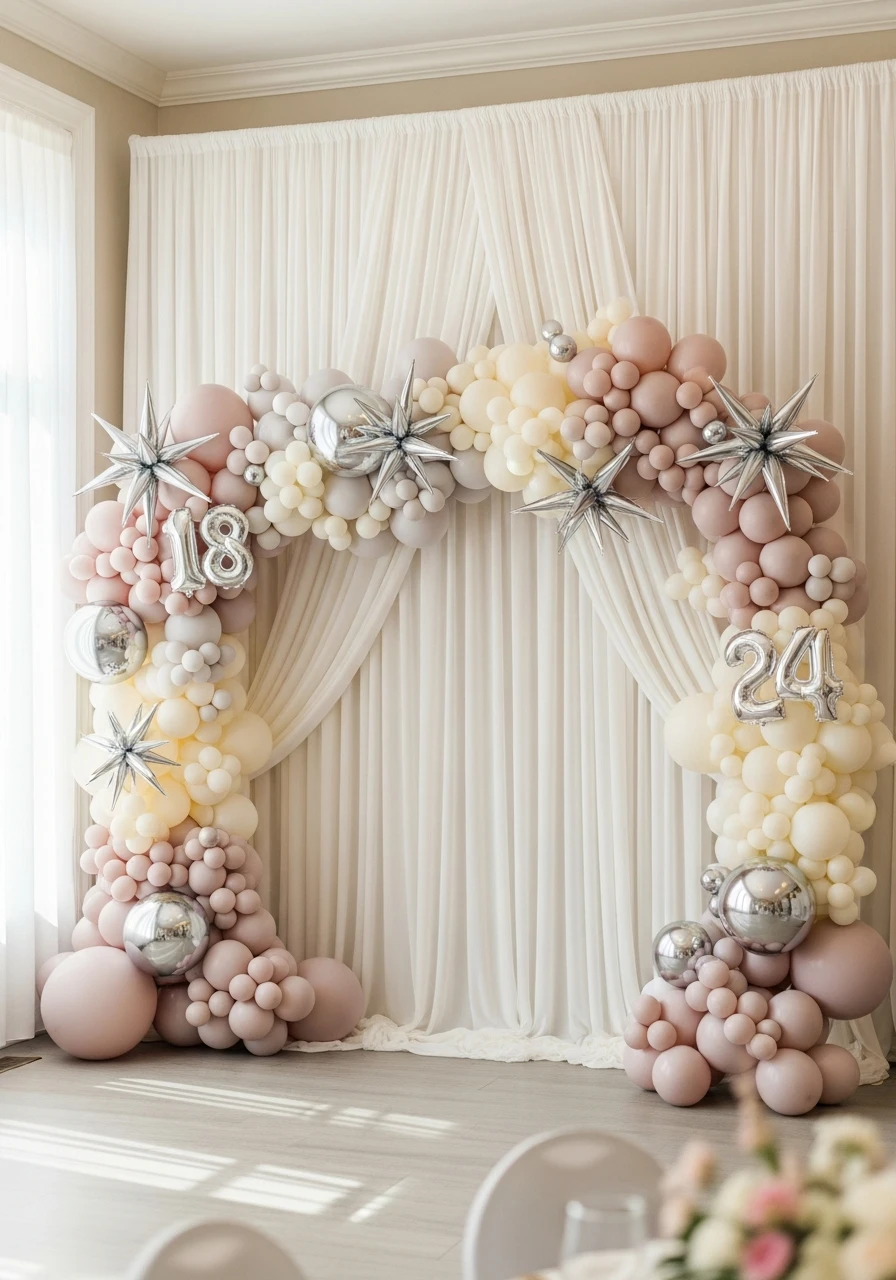 Fabric and Balloon Combo - 50 Amazing Balloon Backdrop Ideas for Your Next Party
