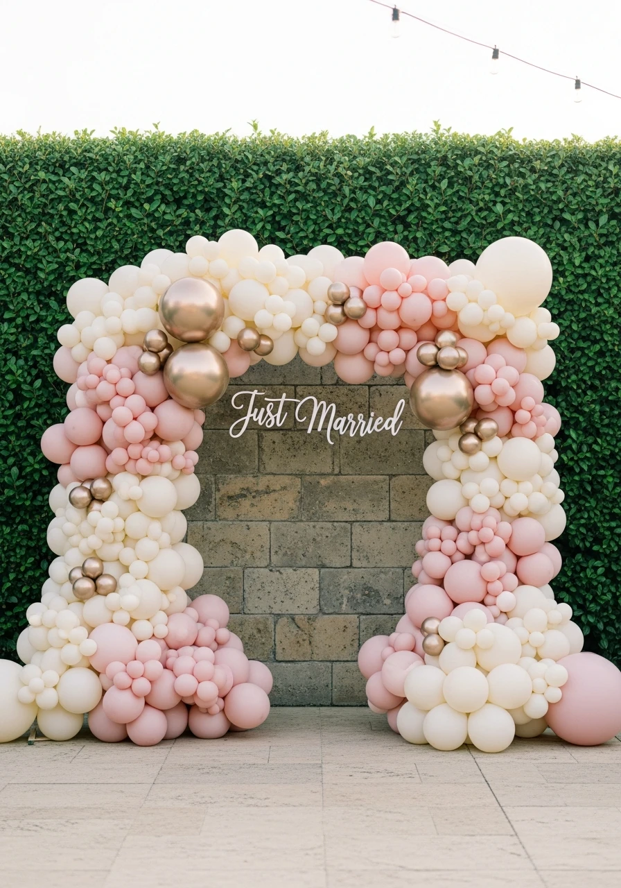 Just Married Sign Frame - 50 Amazing Balloon Backdrop Ideas for Your Next Party