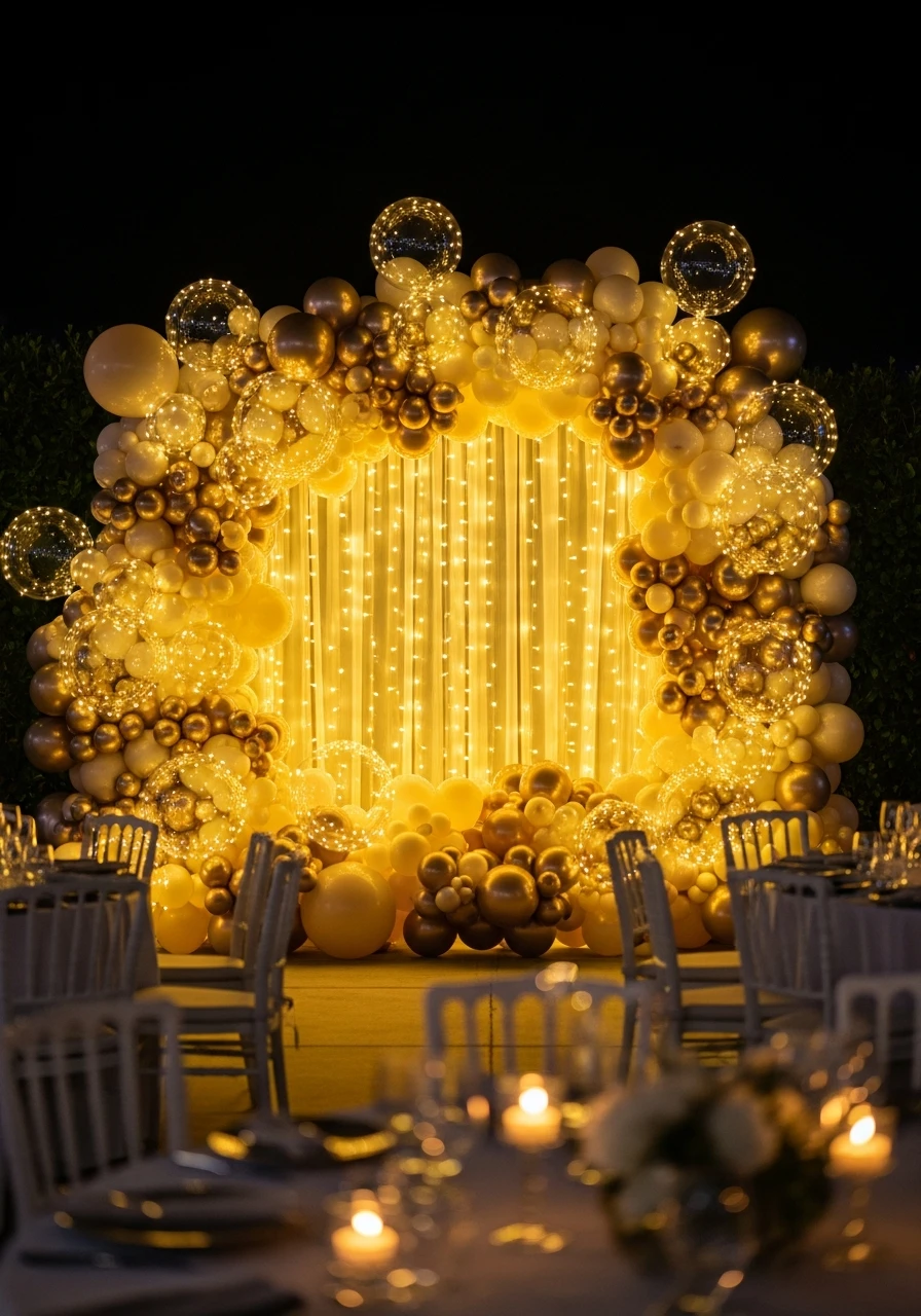Glowing LED Balloon Wall - 50 Amazing Balloon Backdrop Ideas for Your Next Party