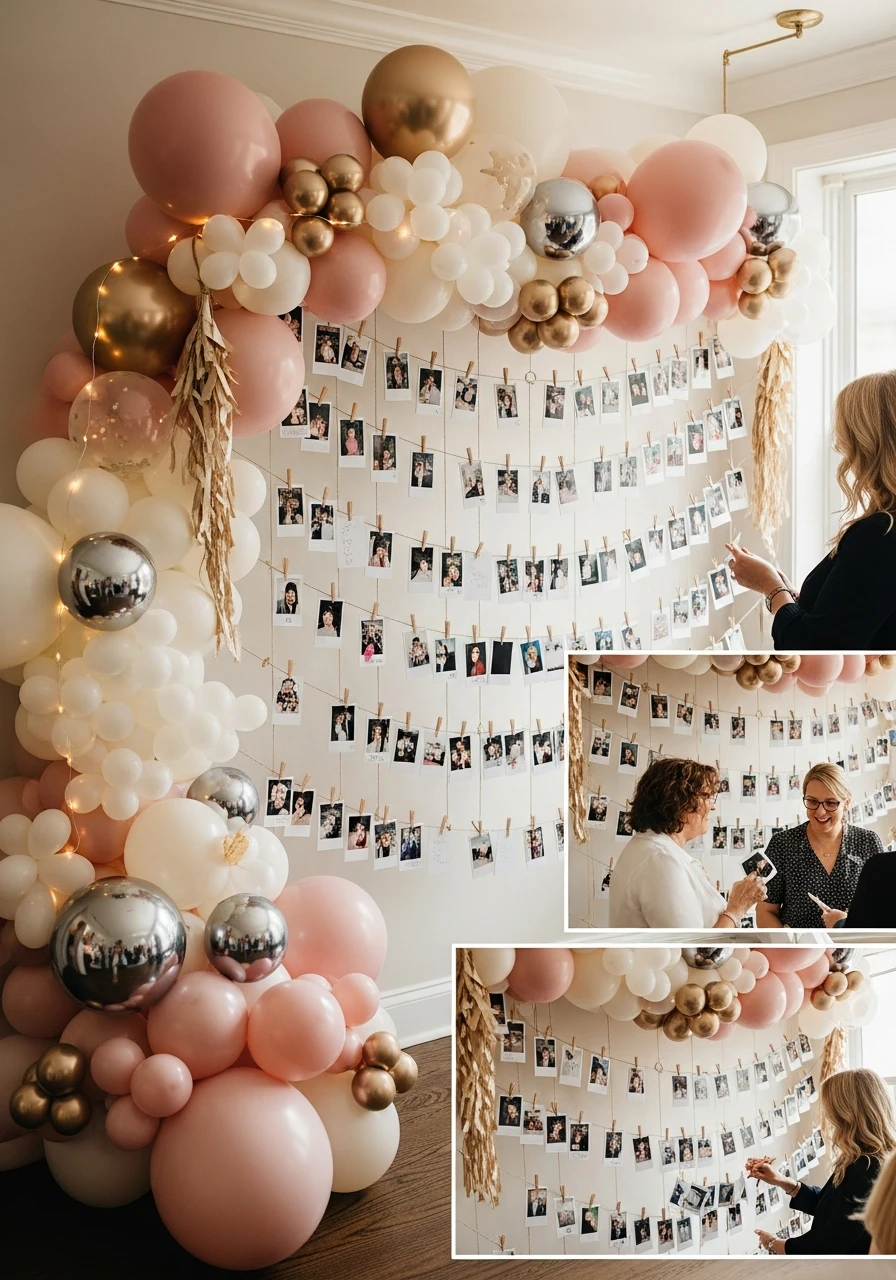 Polaroid Photo Display - 50 Amazing Balloon Backdrop Ideas for Your Next Party
