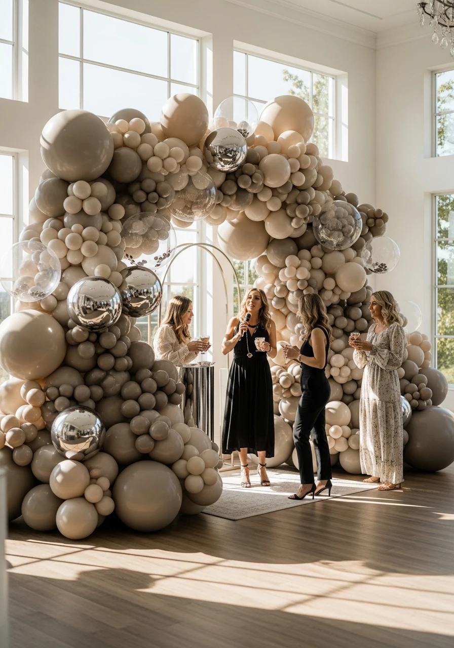 Elegant Monochrome Wall - 50 Amazing Balloon Backdrop Ideas for Your Next Party