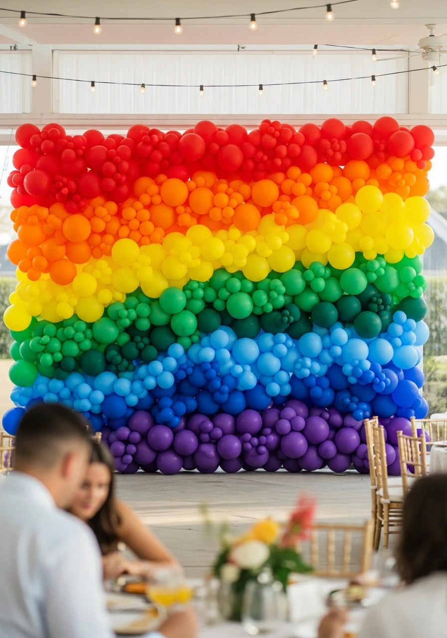 Joyful Rainbow Wall - 50 Amazing Balloon Backdrop Ideas for Your Next Party