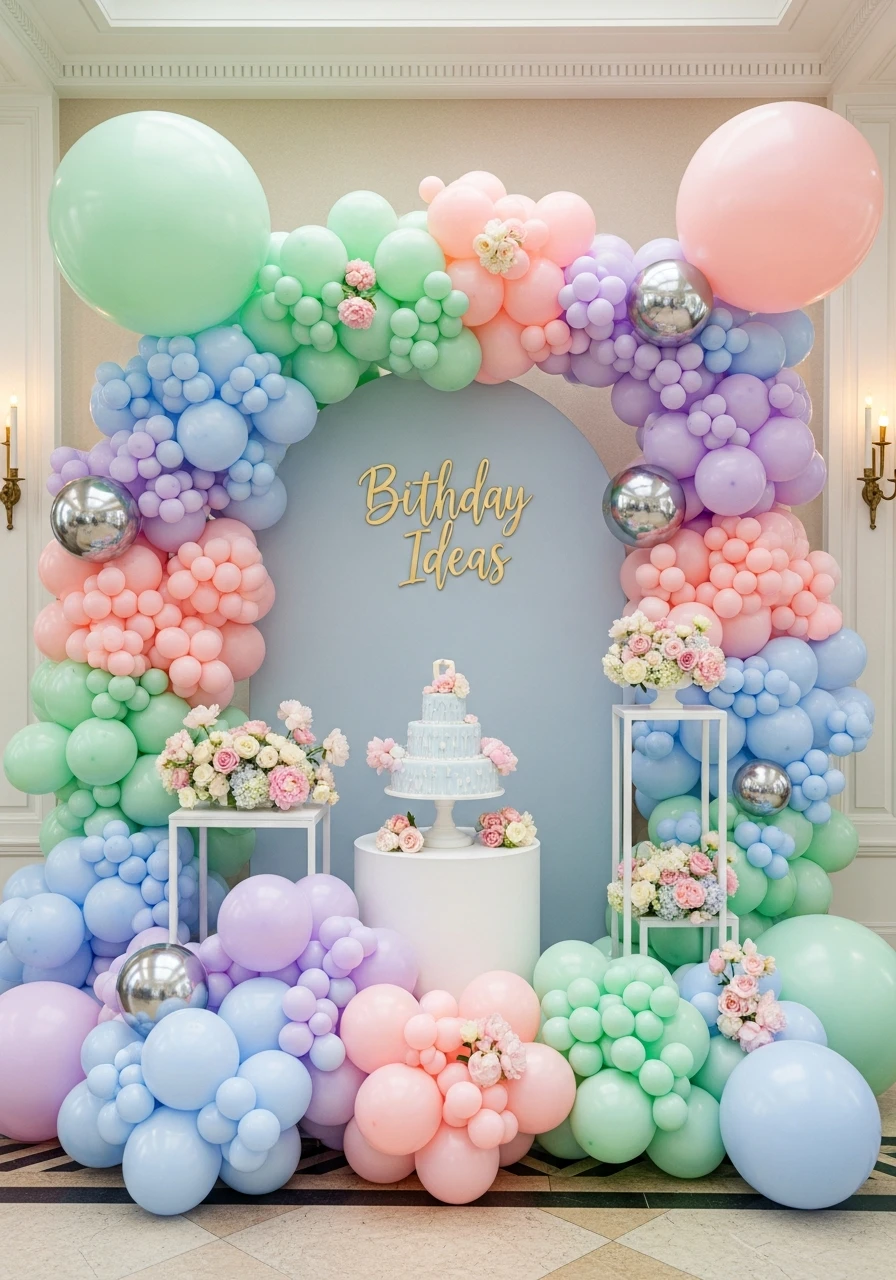 Elegant Pastel Balloons - 50 Amazing Birthday Balloon Ideas That Make Planning Easy