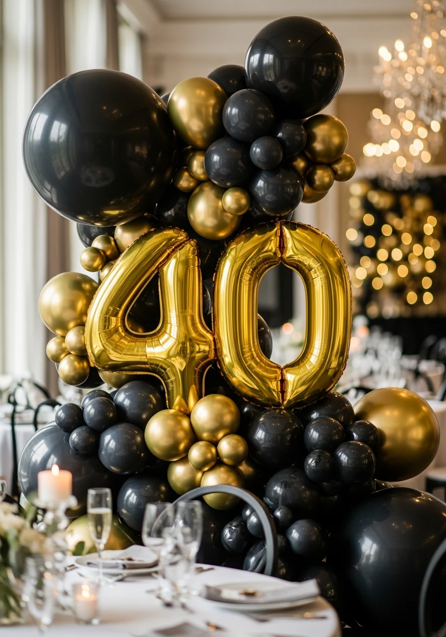 Chic Black and Gold - 50 Amazing Birthday Balloon Ideas That Make Planning Easy