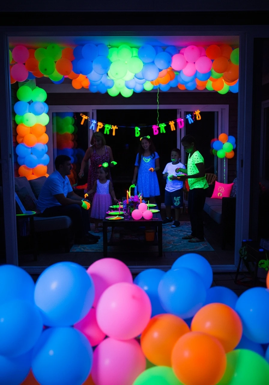 Night Party Glow Balloons - 50 Amazing Birthday Balloon Ideas That Make Planning Easy