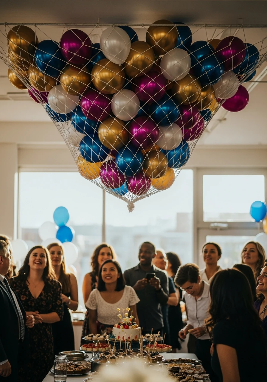Dramatic Balloon Drop - 50 Amazing Birthday Balloon Ideas That Make Planning Easy