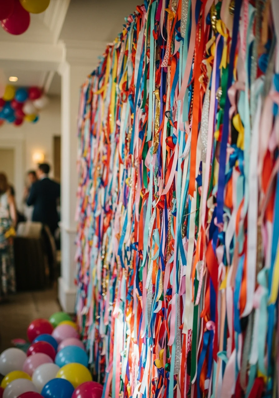 Ribbon Memory Wall - 50 Amazing Birthday Balloon Ideas That Make Planning Easy