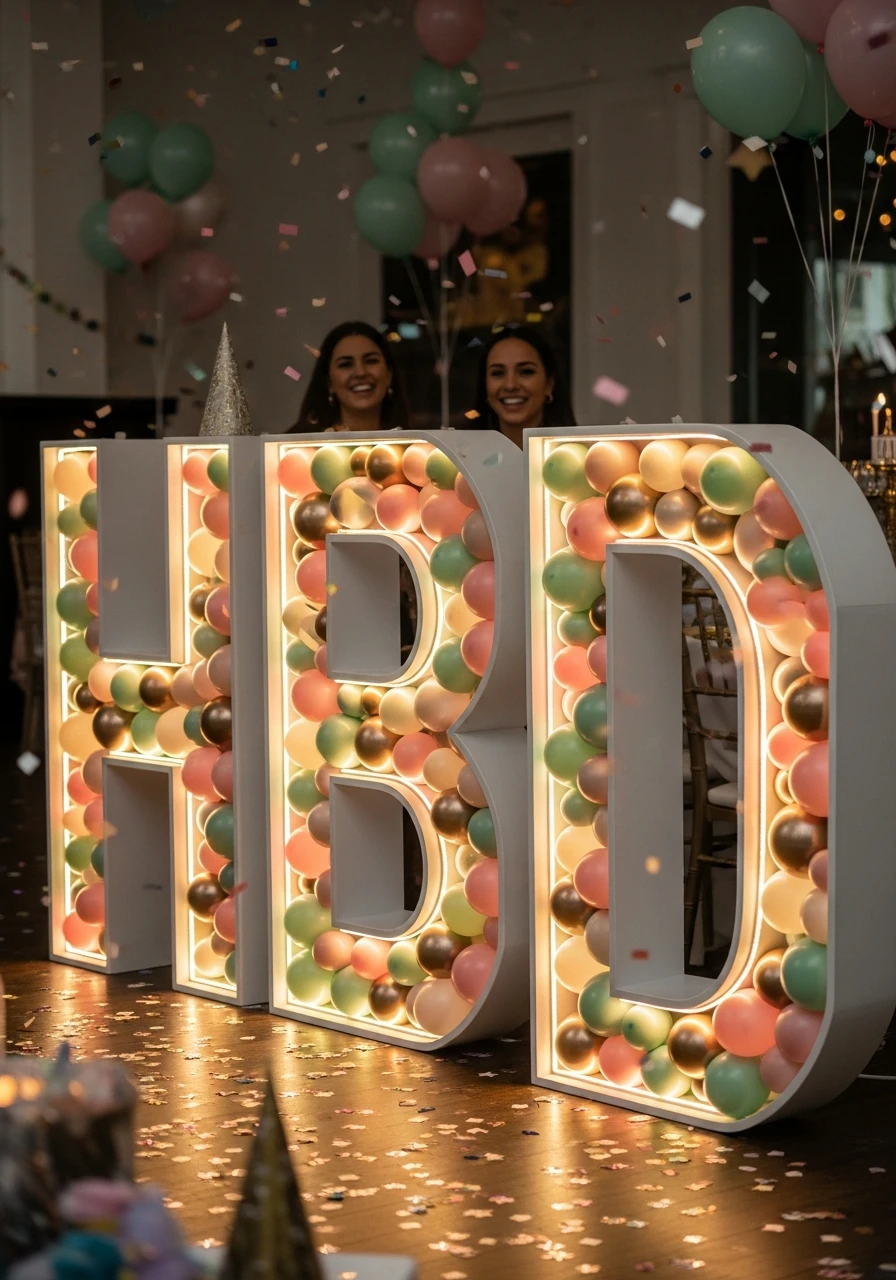 Marquee Balloon Letters - 50 Amazing Birthday Balloon Ideas That Make Planning Easy
