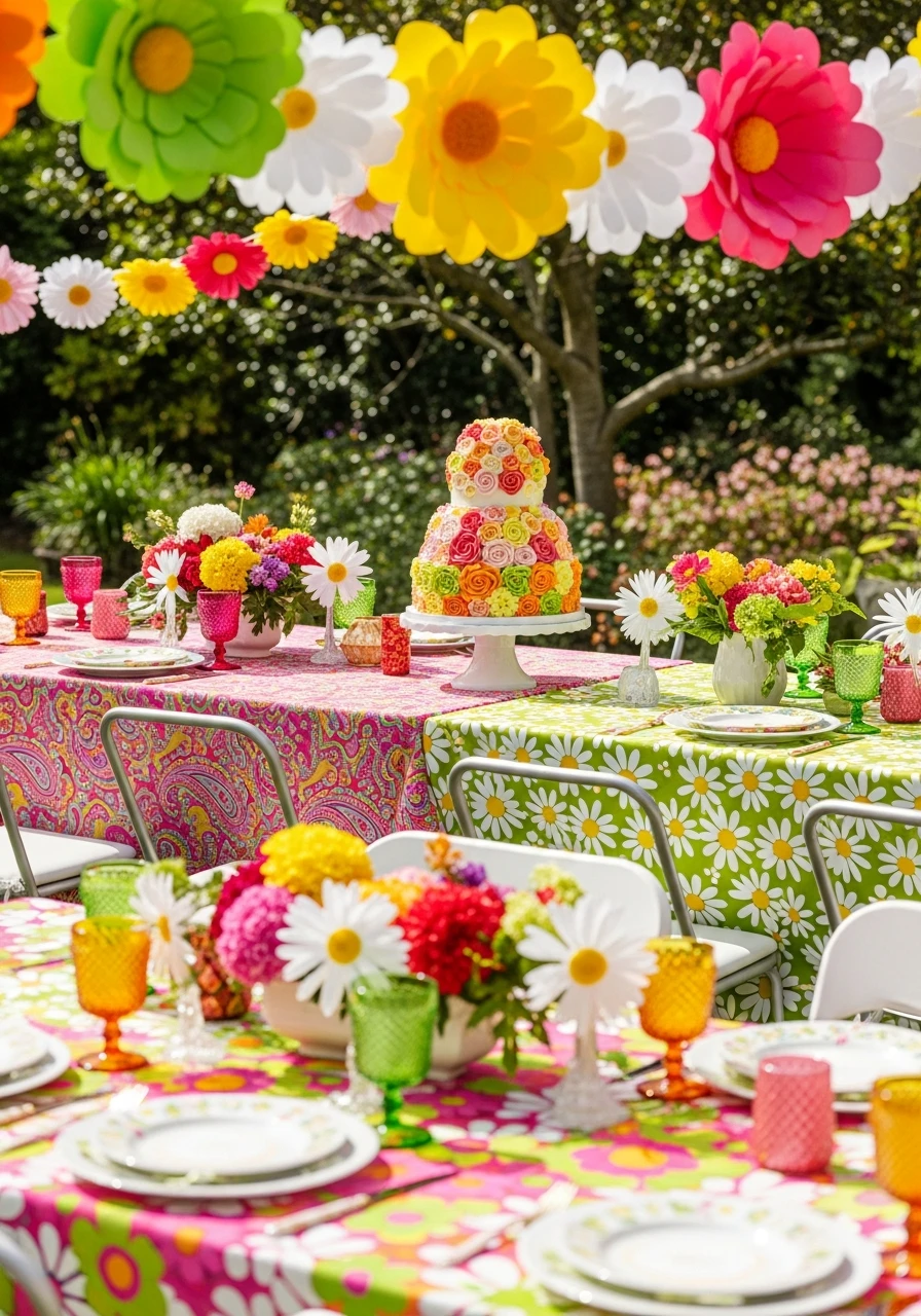 Retro Flower Power Look - Perfect Birthday Garden Party Ideas