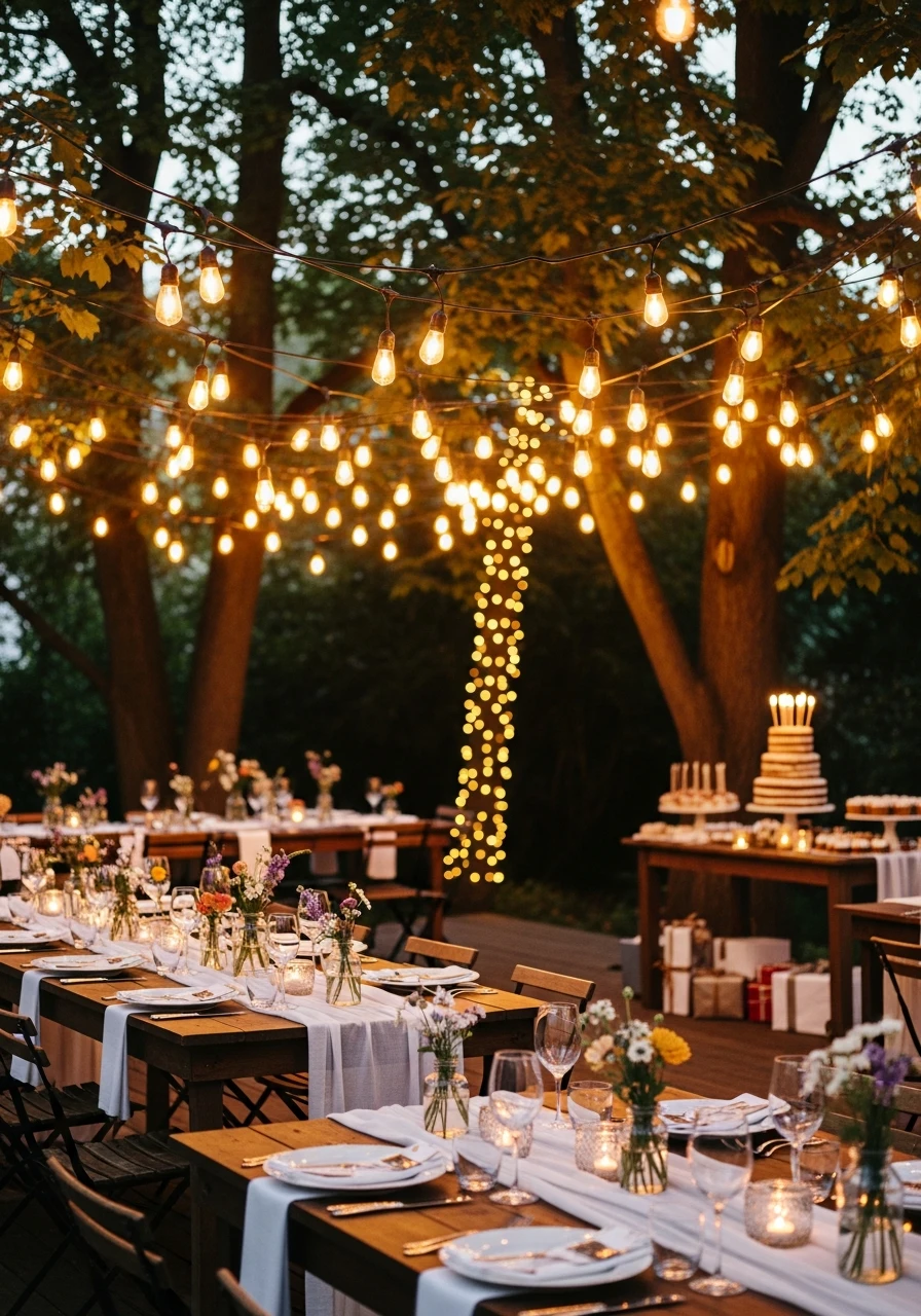 Warm String Light Ceiling - Perfect Birthday Garden Party Ideas