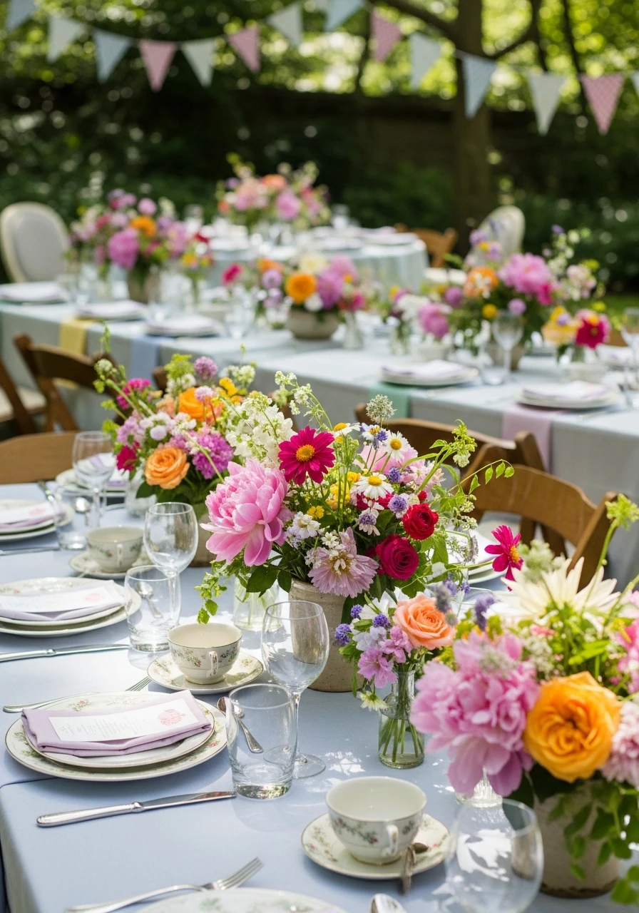 Fresh Flower Centerpieces - Perfect Birthday Garden Party Ideas